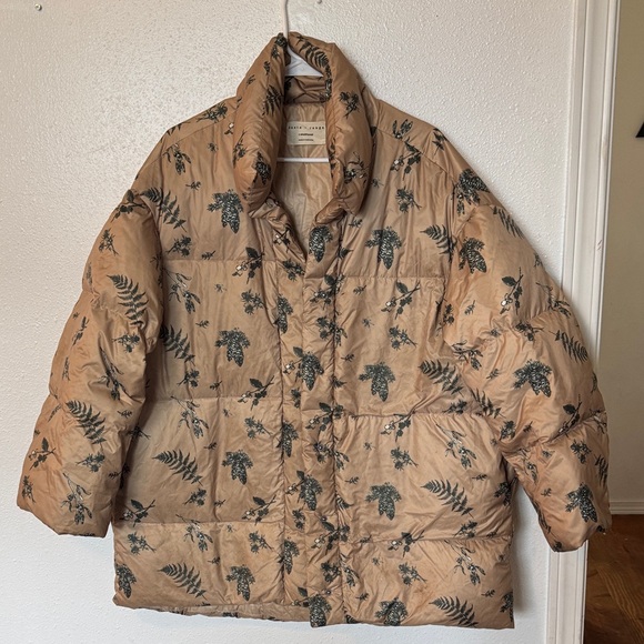 Basin + Range Jackets & Blazers - Basin + Range Tan Jacket with Green Botanical Print